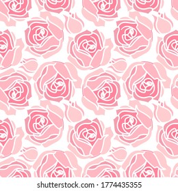 Vector Illustration flower. Seamless pattern with pink rose. Nature background