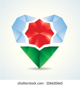 Vector illustration of a flower in the shape of a  heart - Valentine or Wedding card