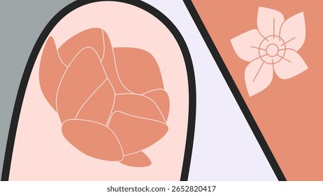 Vector illustration of a flower in the shape of a human head.