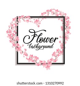 Vector illustration of a flower shaped heart. Flower decoration of sakura