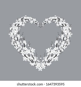 Vector illustration of a flower shaped heart. Floral decoration of invitation. Template Background Design, Valentines Day or Mother's Day
