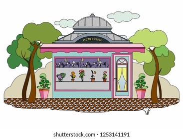 Vector illustration of a flower shop, EPS 10 file
