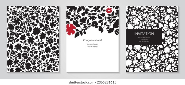Vector illustration flower silhouette pattern , Anniversary Invitation , poster and other graphic design , Celebration Card Set