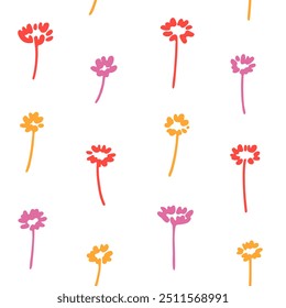 Vector illustration of flower in simple hand drawn and linocut style. Simple contour vector illustration for cosmetics, postcard and pattern.