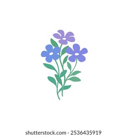 Vector illustration of flower in simple hand drawn and linocut style. Simple contour vector illustration for cosmetics, postcard and pattern.