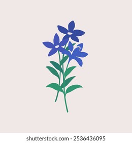 Vector illustration of flower in simple hand drawn and linocut style. Simple contour vector illustration for cosmetics, postcard and pattern.