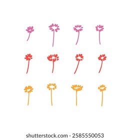 Vector illustration of flower in simple hand drawn style. Simple contour vector illustration for cosmetics, postcard and pattern.