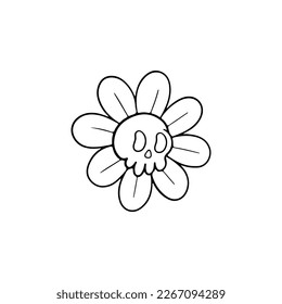  vector illustration of a flower with a skull