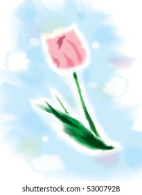 Vector illustration of a flower. Stylisation of water colour drawing