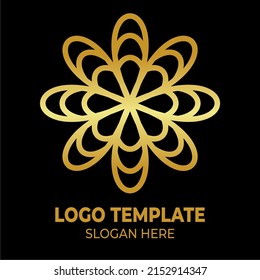 ilustración vectorial del logotipo del símbolo de la flor, logotipo sencillo, elegante, color dorado