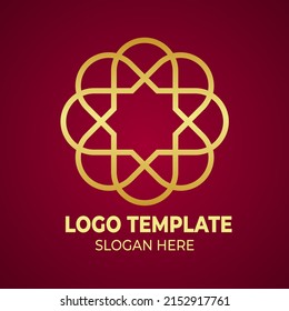 ilustración vectorial del logotipo del símbolo de la flor, logotipo sencillo y elegante con círculo color oro