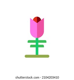 Vektorgrafik. Illustration einer Blume, die gerade geblümt ist und rosafarbene Blütenblätter hat