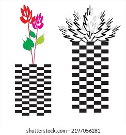 Vector illustration of a flower vase for design elements, decorations and wall decorations