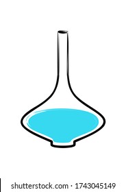 Ilustración vectorial con florero. Jarrón de vidrio con agua sobre fondo blanco. Plantilla para tarjetas, imágenes, telas, impresiones y web.