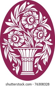 Vector illustration with flower in vase on red background