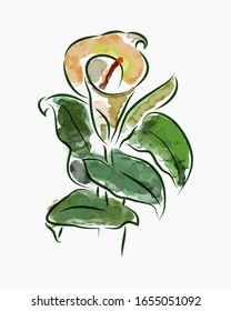 Vector - Illustration of  Flower watercolor painting