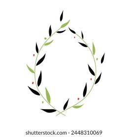 Vector illustration with flower wreath on white background. Botanical frame template