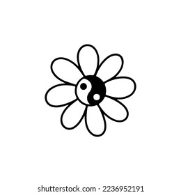 vector illustration of a flower with a yin yang symbol