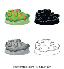 Vector illustration of flowerbed and garden icon. Collection of flowerbed and bush stock symbol for web.