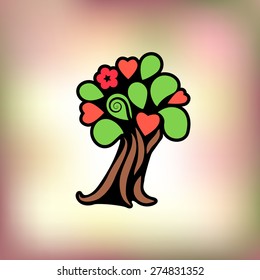 Vector illustration. Flowering tree