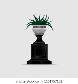 Vector illustration of flowerpot, classic style vase, ern planter