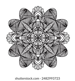 Vector illustration Flowers for background, coloring page, and print on the product, Mandala For Painting, Vector Ethnic Oriental Circle Ornament, Great for Antistress Coloring Book, Artmeditation.