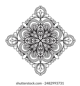 Vector illustration Flowers for background, coloring page, and print on the product, Mandala For Painting, Vector Ethnic Oriental Circle Ornament, Great for Antistress Coloring Book, Artmeditation.