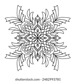 Vector illustration Flowers for background, coloring page, and print on the product, Mandala For Painting, Vector Ethnic Oriental Circle Ornament, Great for Antistress Coloring Book, Artmeditation.