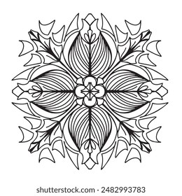 Vector illustration Flowers for background, coloring page, and print on the product, Mandala For Painting, Vector Ethnic Oriental Circle Ornament, Great for Antistress Coloring Book, Artmeditation.