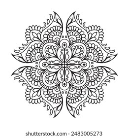 
Vector illustration Flowers for background, coloring page, and print on product, Mandala For Painting, Vector Ethnic Oriental Circle Ornament, Great for Antistress Coloring Book, Artmeditation.

