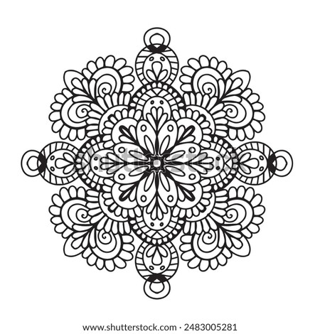 
Vector illustration Flowers for background, coloring page, and print on product, Mandala For Painting, Vector Ethnic Oriental Circle Ornament, Great for Antistress Coloring Book, Artmeditation.

