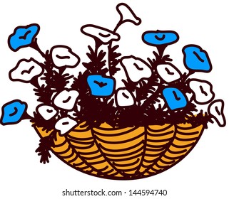 Vector illustration of flowers in a basket