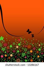 vector illustration of flowers and butterflies ready for your own text