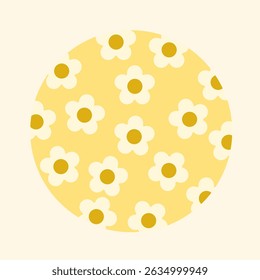 Vector illustration of flowers in circle frame.