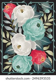 Vector illustration of flowers with frame. Picture for poster, postcard, and picture frame.				
