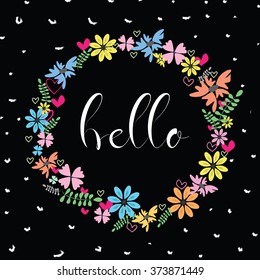 Vector illustration of flowers frame. Spring or summer design for invitation and greeting cards