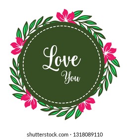 Vector illustration flowers for gift with lettering love hand drawn
