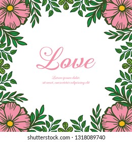 Vector illustration flowers for gift with lettering love hand drawn