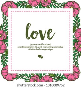 Vector illustration flowers for gift with lettering love hand drawn