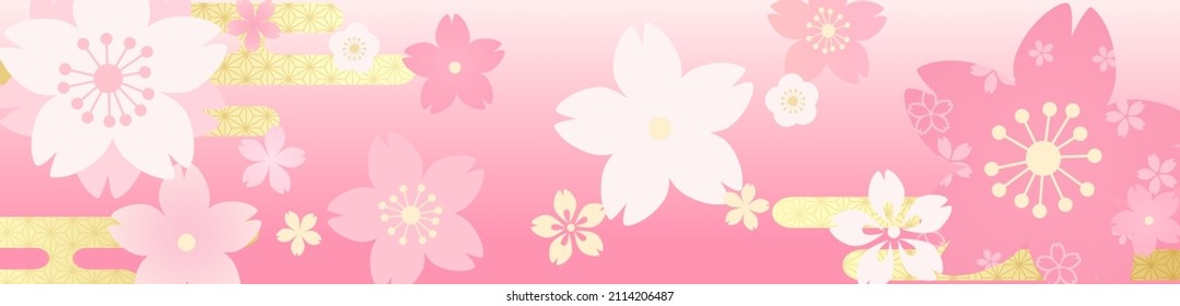 Ilustración vectorial de flores y patrones japoneses