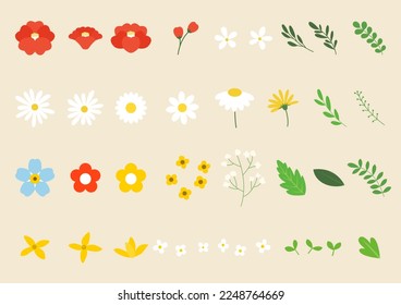 Vector illustration of flowers and leaves.