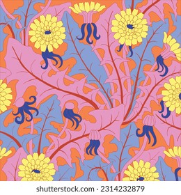 Ilustración vectorial de flores y hojas