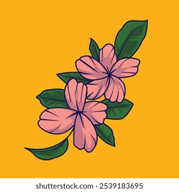 Ilustración vectorial de flores con hojas