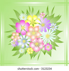 vector illustration with flowers and leaves