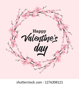 Vector illustration of flowers on a colorful background. Happy Valentine s Day