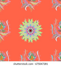 Vector illustration. Flowers on colorful background. Tropical seamless floral pattern.