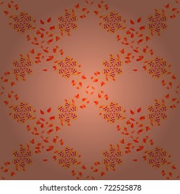 Vector illustration. Flowers on neutral, orange and red colors. Tropical seamless floral pattern.