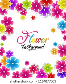 Vector illustration of flowers on a white background. Colorful floral background