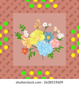 Vector illustration of flowers in orange wallpaper style background.
