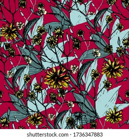 vector illustration flowers. pattern. freehand drawing.